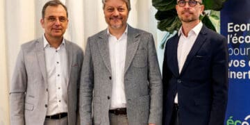De gauche à droite : Michel André, président d’Ecominéro, François Demeure dit Latte, directeur général, et Mathieu Hiblot, directeur délégué. [©Ecominéro]