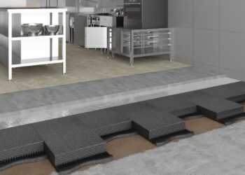 La solution Foamglas T4+ permet d'isoler les locaux PO4S sous les chapes. [©Foamglas]